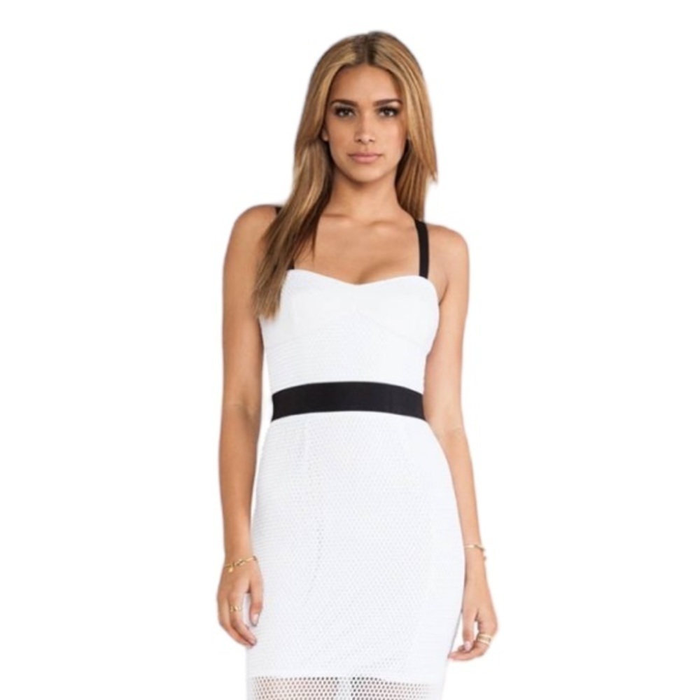 Milly Black & White Bustier Dress with Mess Overlay Size 4
